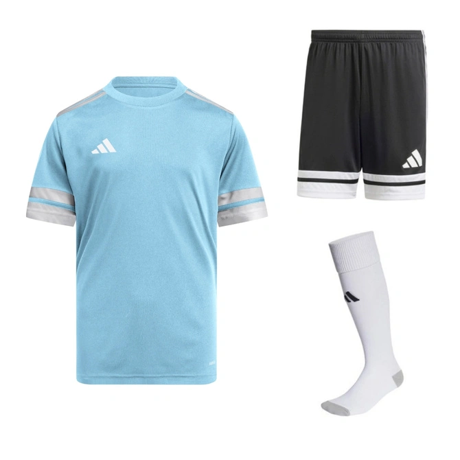 Dziecięcy Komplet Piłkarski Adidas Squadra 25 Błękitny (JJ0050 + JJ2417)