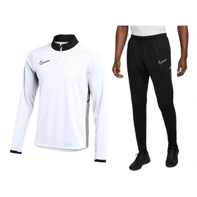 Męski Dres Sportowy Piłkarski Nike Academy 25 Z Krótkim Zamkiem Biały (FZ9767 100 + FZ9805 010)