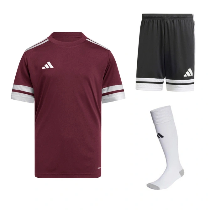 Dziecięcy Komplet Piłkarski Adidas Squadra 25 Bordowy (JC8667 + JJ2417)