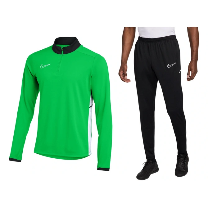 Męski Dres Sportowy Piłkarski Nike Academy 25 Z Krótkim Zamkiem Zielony (FZ9767 329 + FZ9805 010)